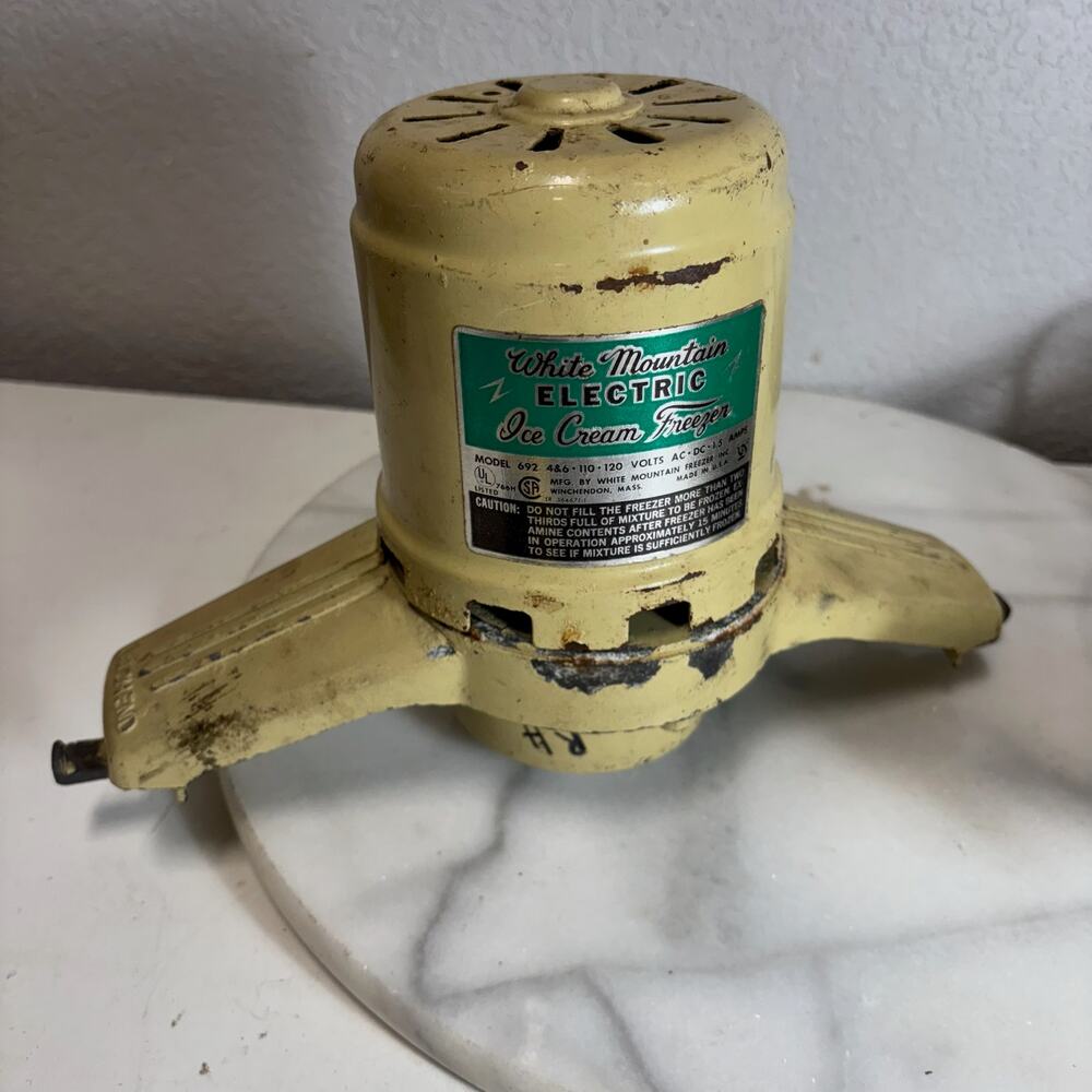 White Mountain Electric ICE CREAM freezer Motor model 692 for 4 & 6 Qt.